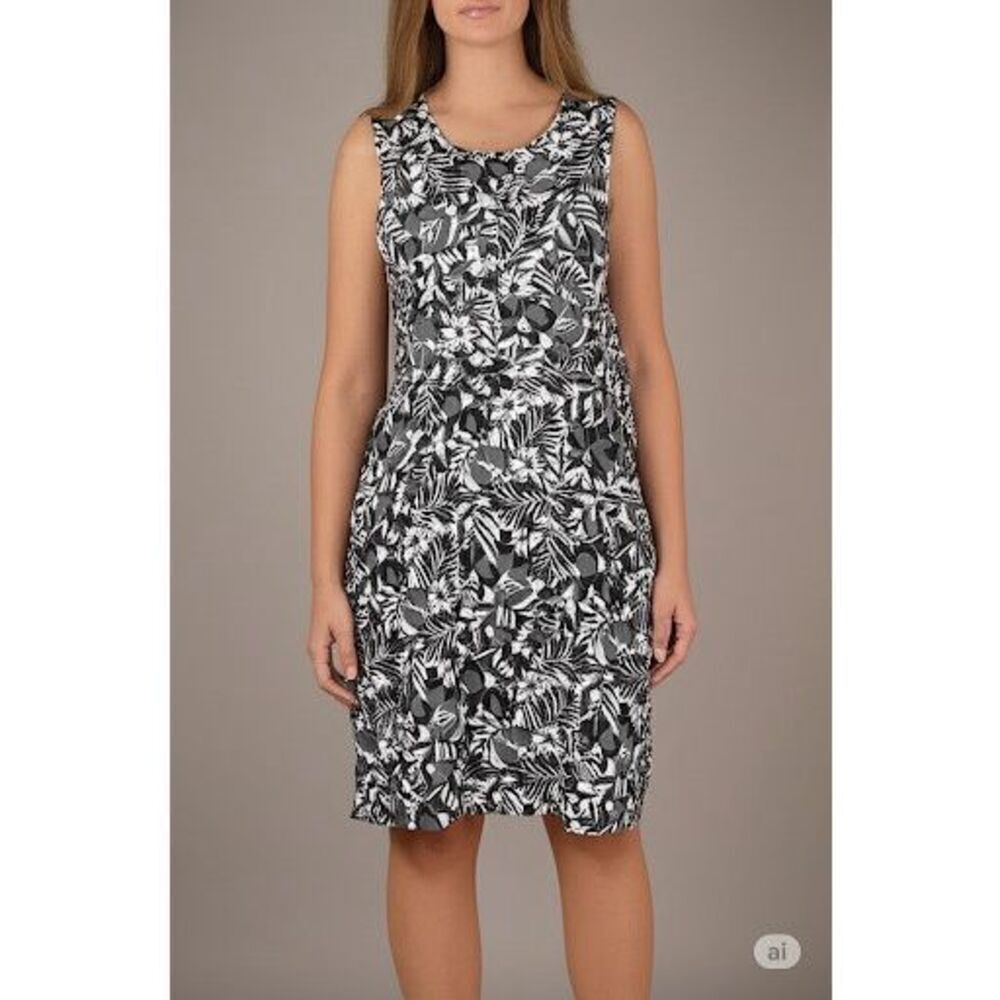Title Nine Athleisure Sleeveless Dress size L Floral Gray Green